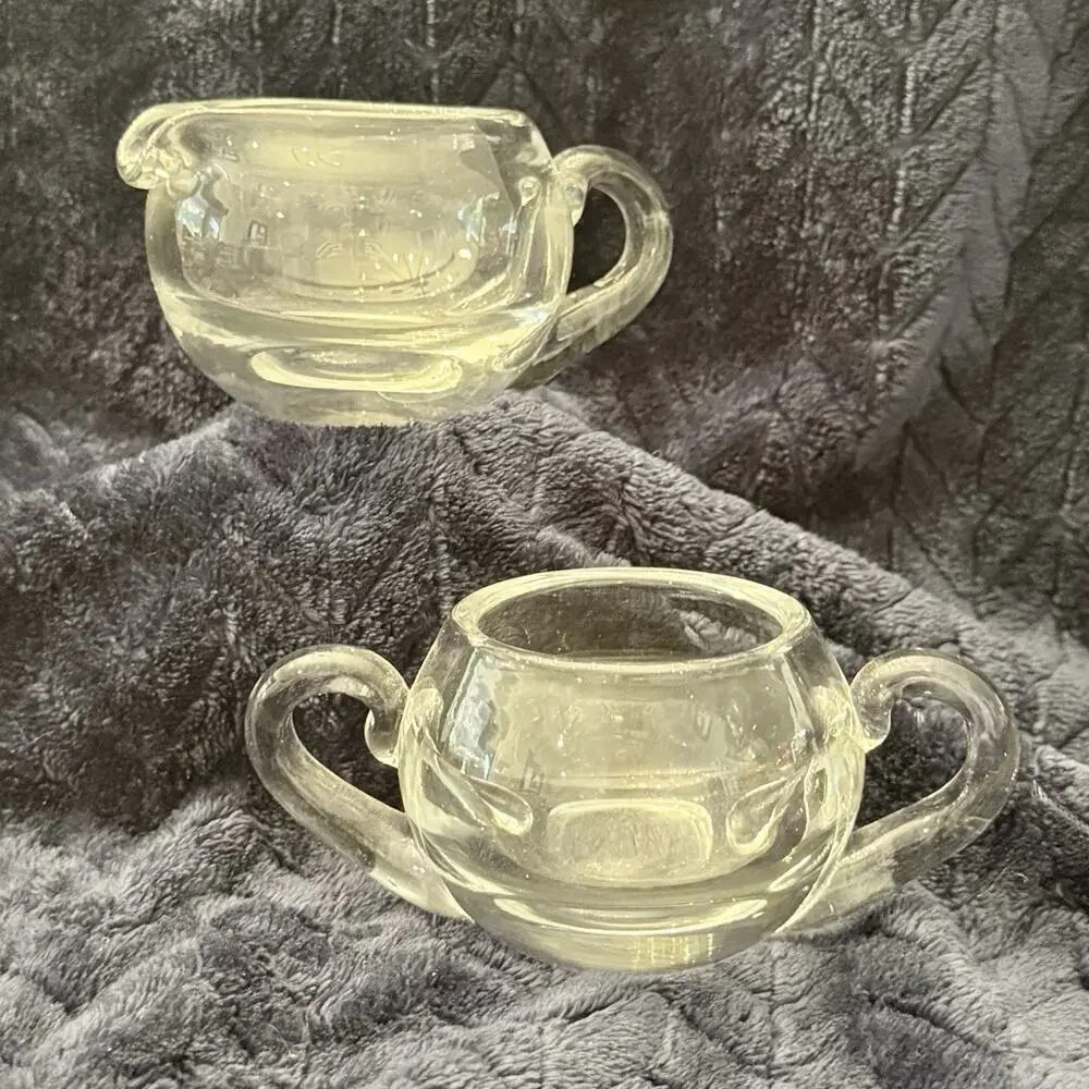 Tiffin Saturn Optic Cream and Sugar Set (2 Pc) VINTAGE EUC